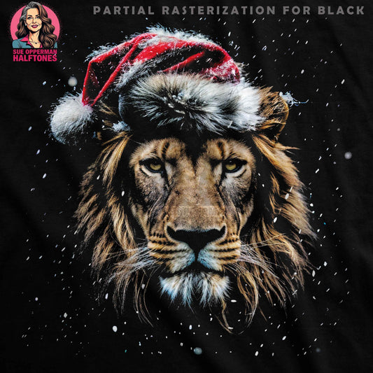 Christmas Lion With Santa Hat Digital Halftoned T-Shirt Design - halftone PNG for T-shirts – Sue Opperman Halftones