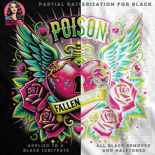 Poison Fallen Angel Digital Halftoned T-Shirt Design - halftone PNG for T-shirts – Sue Opperman Halftones