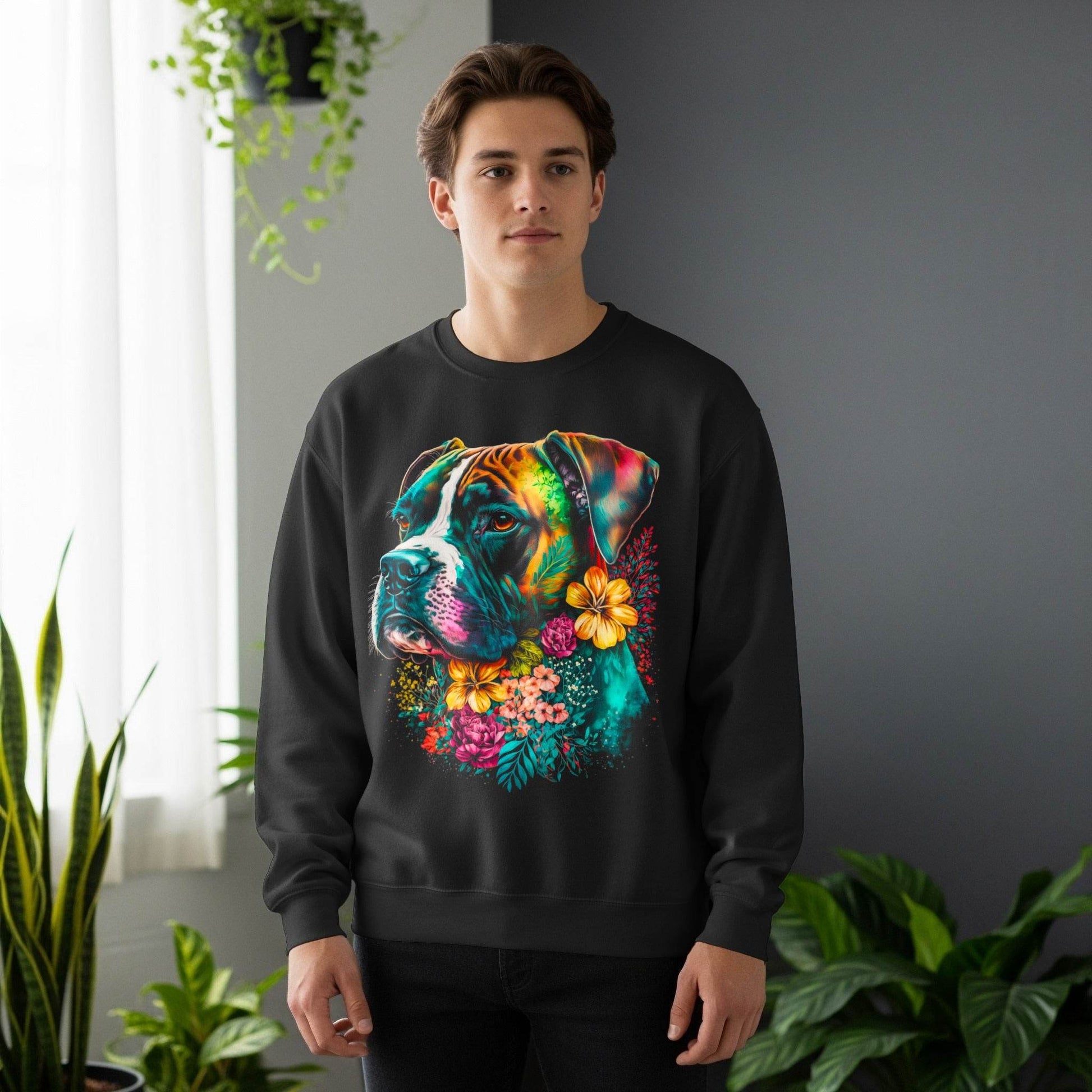 Dog Portrait With Floral Halftoned T-Shirt Design - halftone PNG for T-shirts – Sue Opperman Halftones