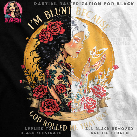 Tattooed Woman Halftone Design T-Shirt - halftone PNG for T-shirts – Sue Opperman Halftones