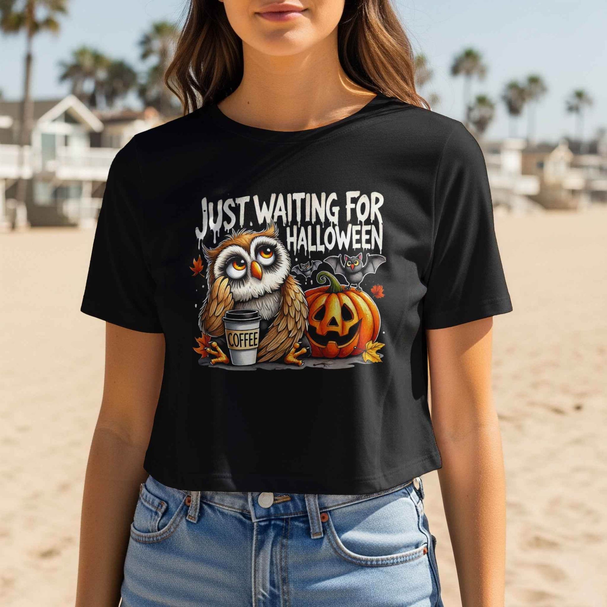 Halloween Owl Waiting for Halloween Halftoned T-shirt Design - halftone PNG for T-shirts – Sue Opperman Halftones