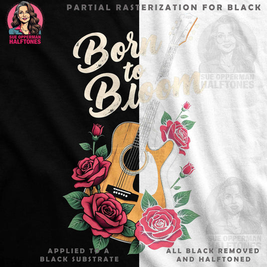 Music With Born To Bloom Halftone T-Shirt Design - halftone PNG for T-shirts – Sue Opperman Halftones