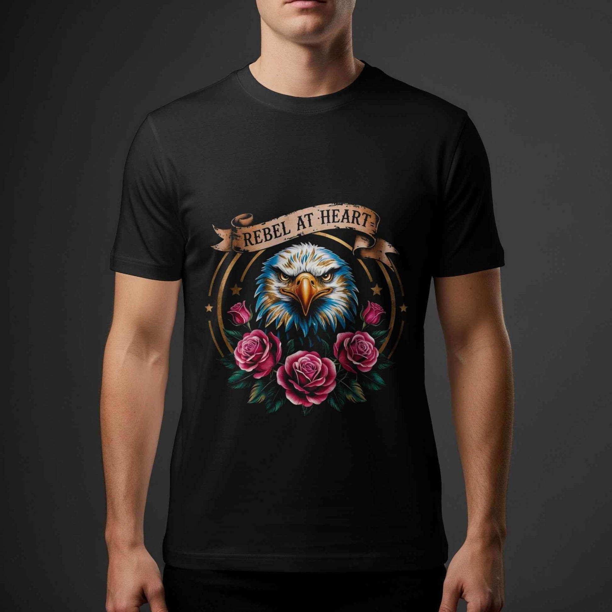 Eagle With Roses Rebel at Heart Halftoned T-Shirt Design - halftone PNG for T-shirts – Sue Opperman Halftones