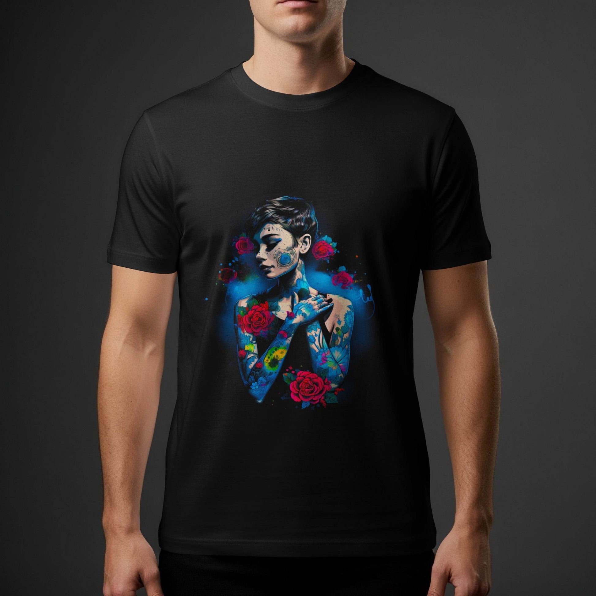 Glamour Portrait With Flowers Halftone T-Shirt Design - halftone PNG for T-shirts – Sue Opperman Halftones