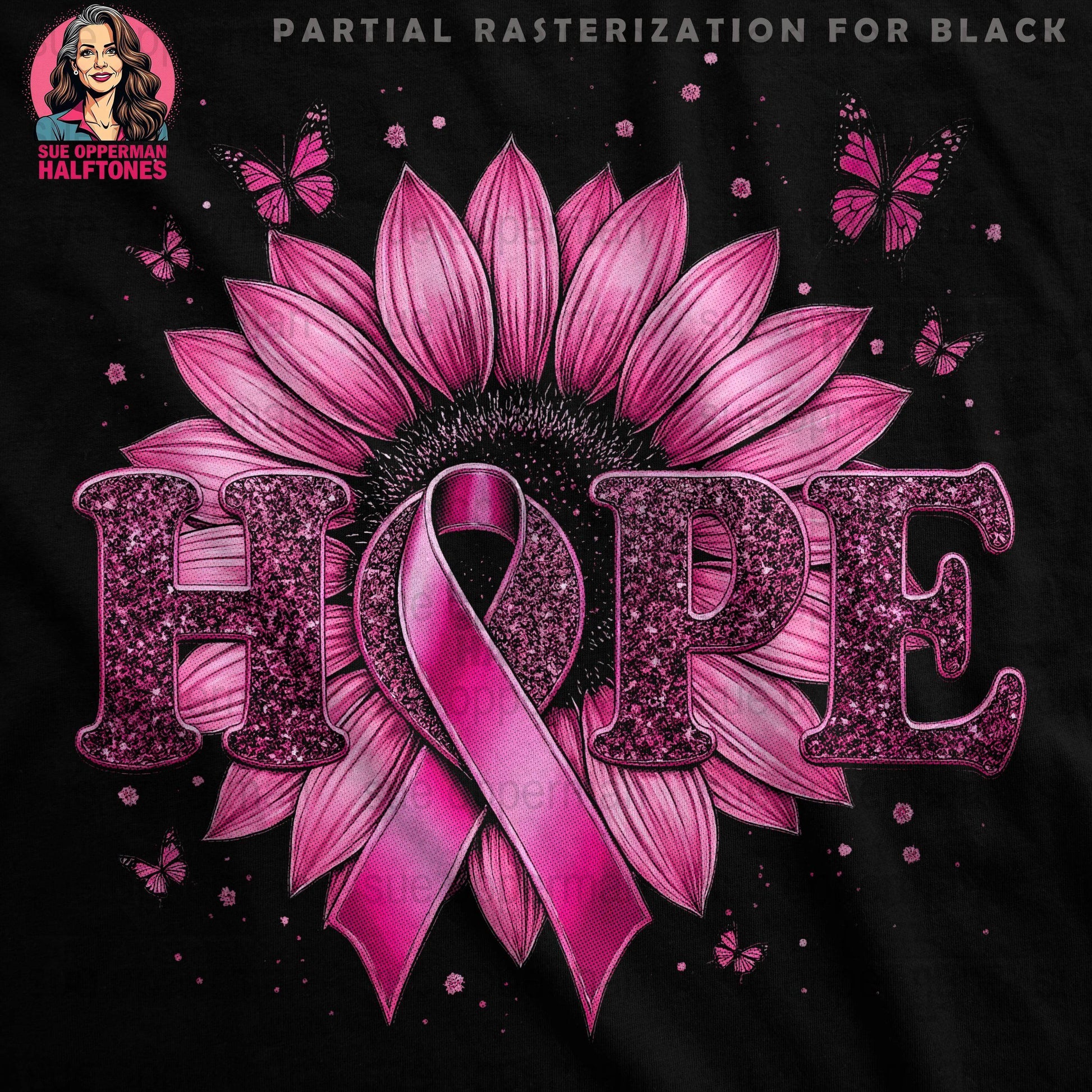 Breast Cancer Awareness Hope Universal Print Bundle Digital - halftone PNG for T-shirts – Sue Opperman Halftones