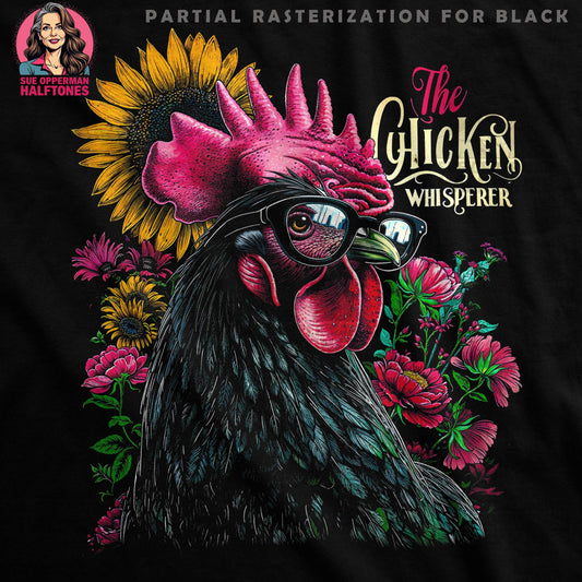 Chicken Whisperer Floral Halftone T-Shirt Design - halftone PNG for T-shirts – Sue Opperman Halftones