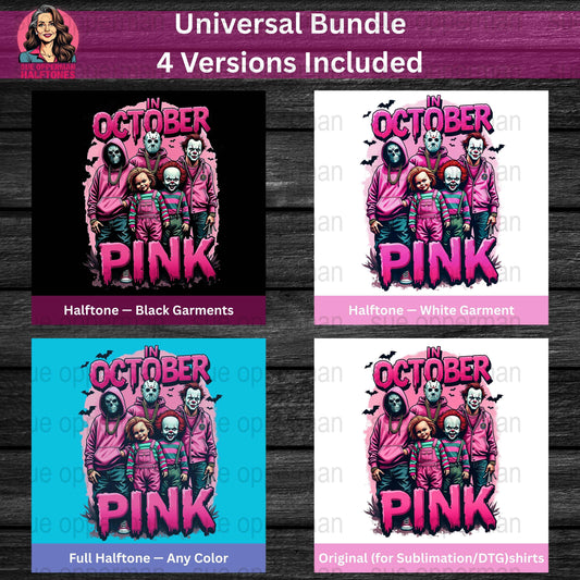 Halloween In October Pink Universal Print Bundle Digital - halftone PNG for T-shirts – Sue Opperman Halftones