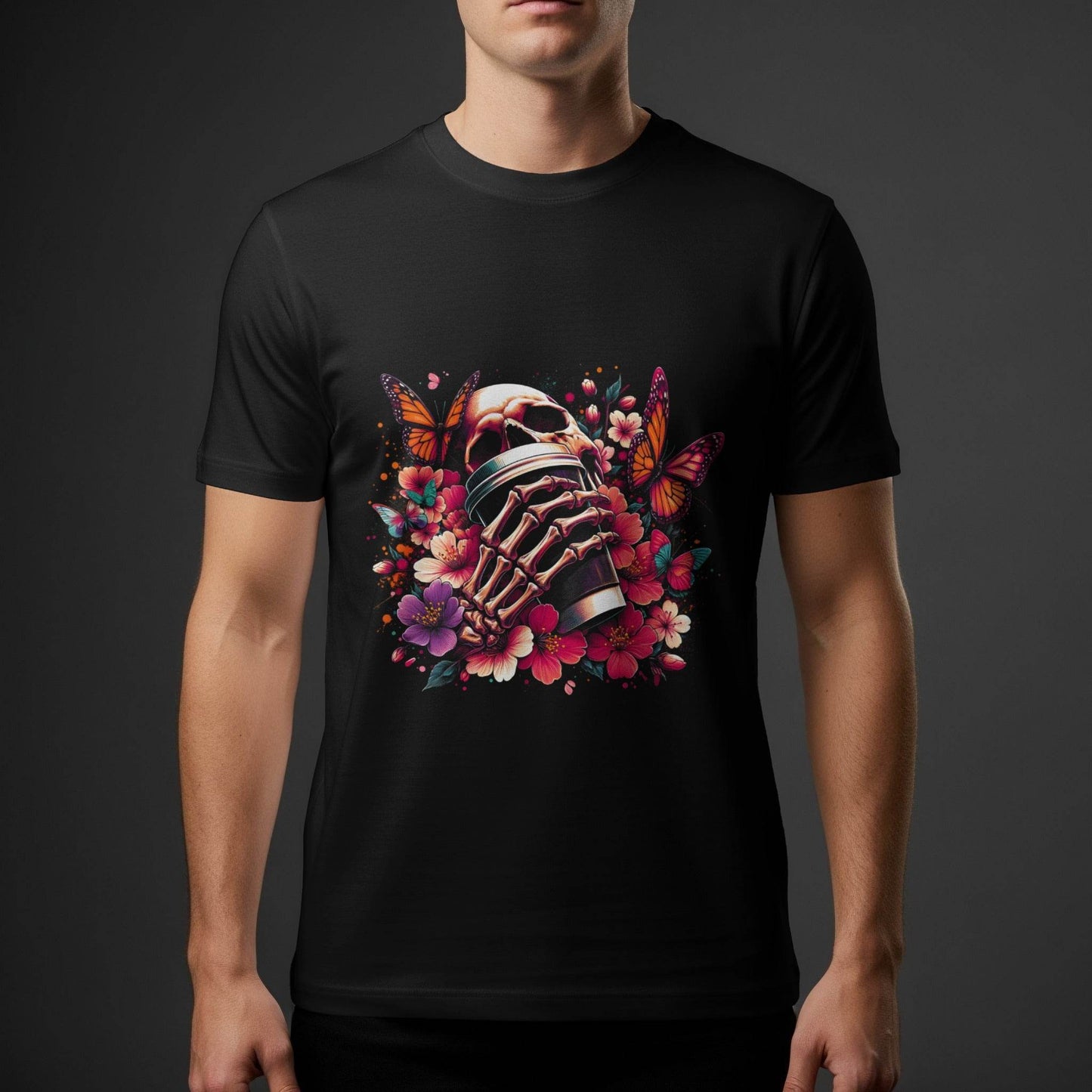Floral Skull And Butterfly Halftone T-Shirt Design - halftone PNG for T-shirts – Sue Opperman Halftones