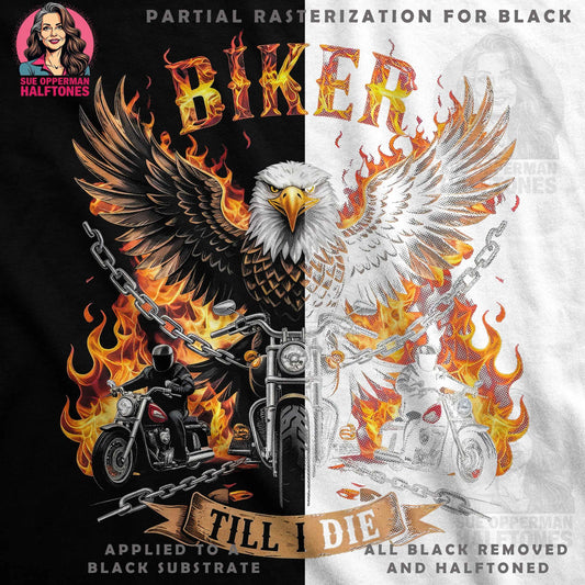 Biker Eagle Motorcycle Halftone T-Shirt Design - halftone PNG for T-shirts – Sue Opperman Halftones