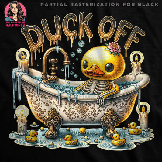Duck Skeleton In Bathtub Halftone T-Shirt Design Digital - halftone PNG for T-shirts – Sue Opperman Halftones