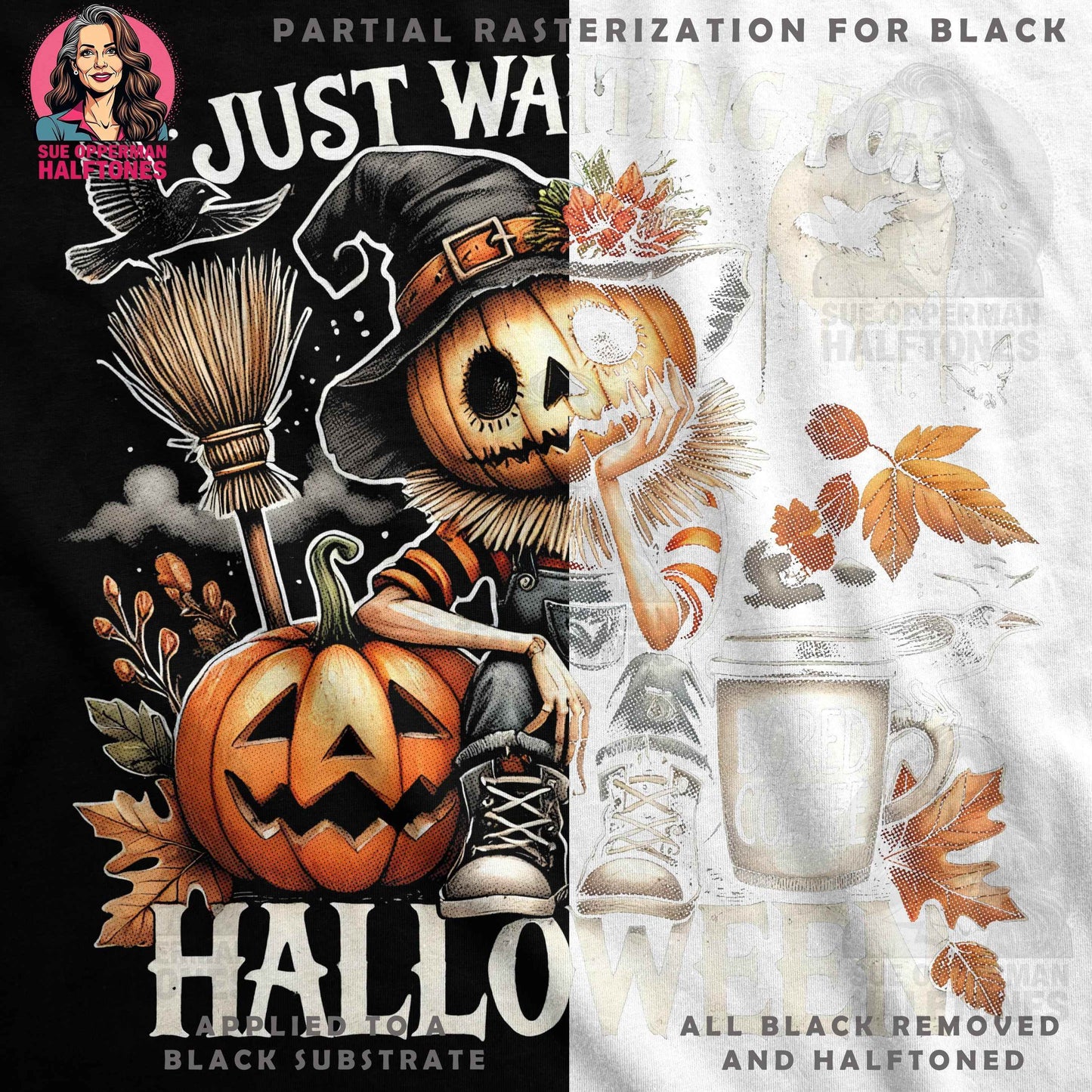 Halloween Pumpkin Just Waiting For Halftoned T-shirt Design - halftone PNG for T-shirts – Sue Opperman Halftones