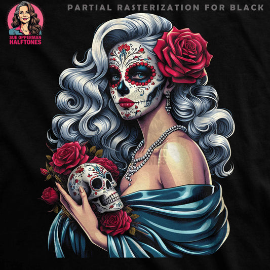 Day of the Dead Lady Halftone T-Shirt Design - halftone PNG for T-shirts – Sue Opperman Halftones
