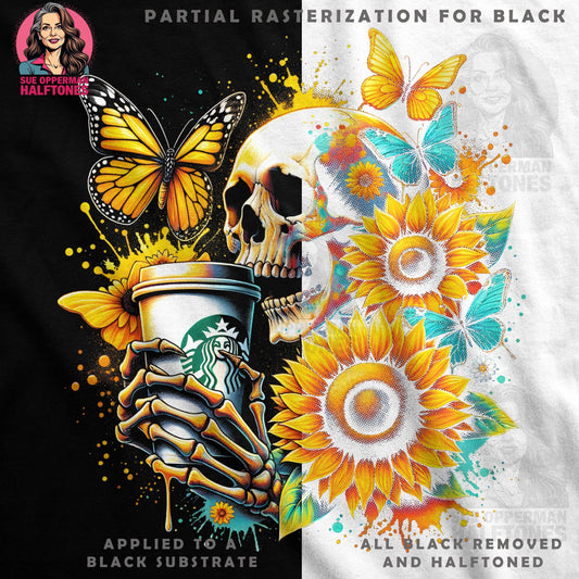 Skull Butterflies Coffee Halftone T-Shirt Design - halftone PNG for T-shirts – Sue Opperman Halftones