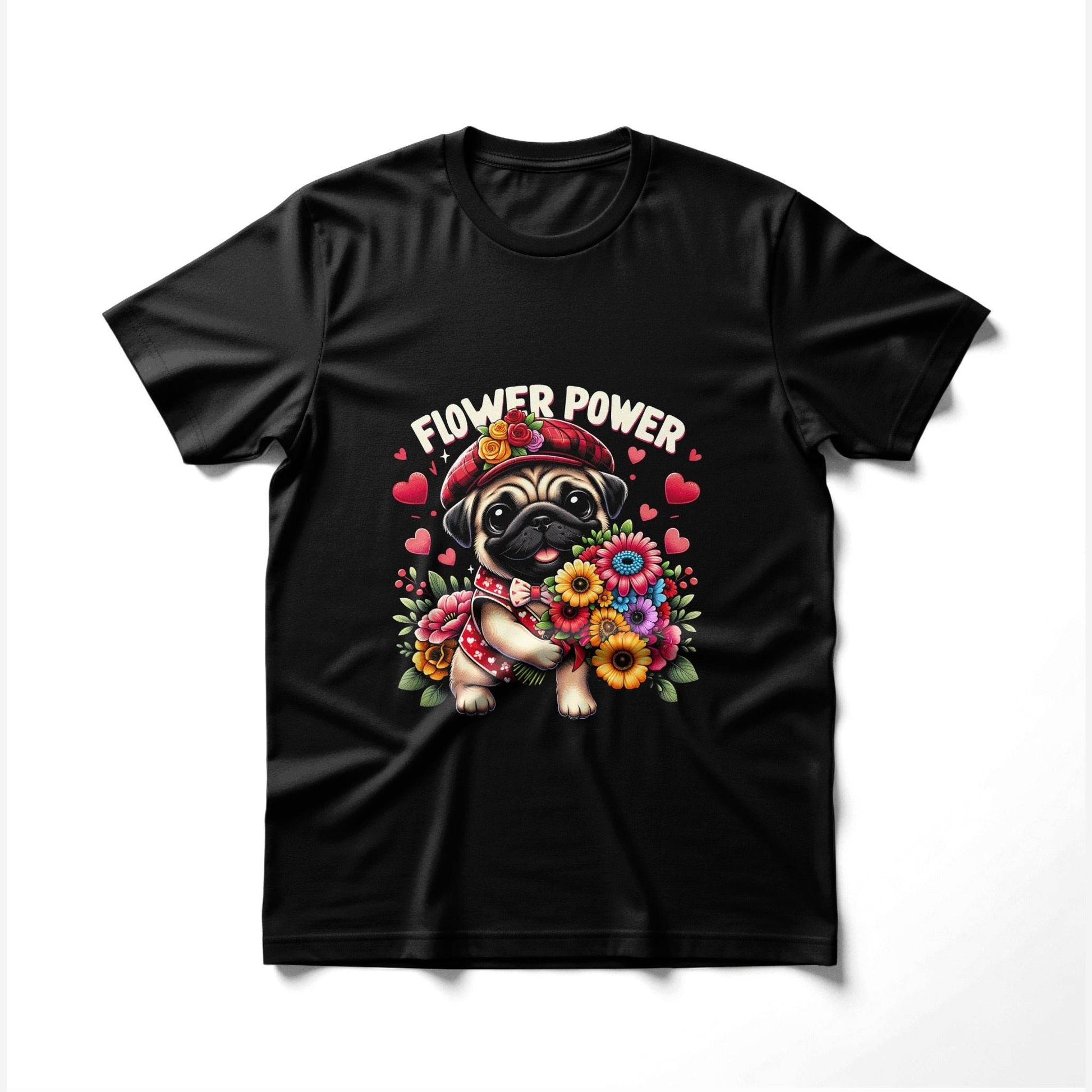 Flower Power Cute Dog with Flowers Halftoned T-Shirt Design - halftone PNG for T-shirts – Sue Opperman Halftones