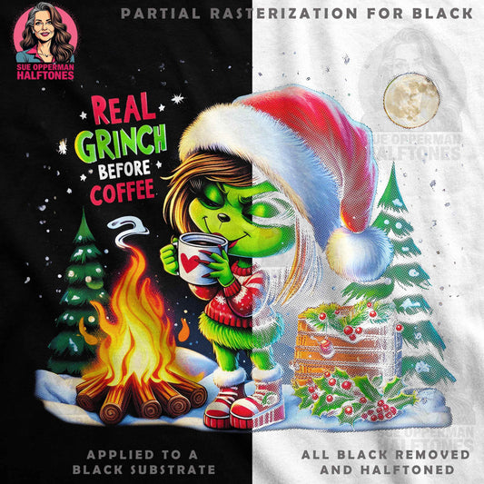 Christmas Grinch Before Coffee Halftone T-Shirt Design - halftone PNG for T-shirts – Sue Opperman Halftones