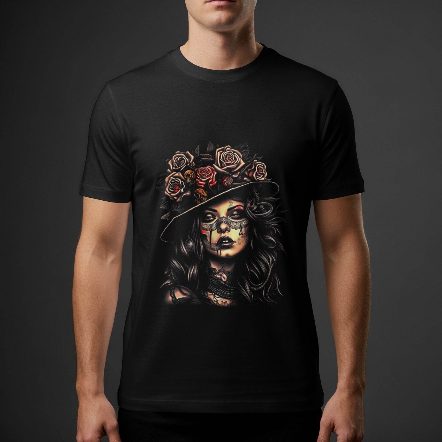 Skull Roses Face Halftone Halftoned T-Shirt Design - halftone PNG for T-shirts – Sue Opperman Halftones