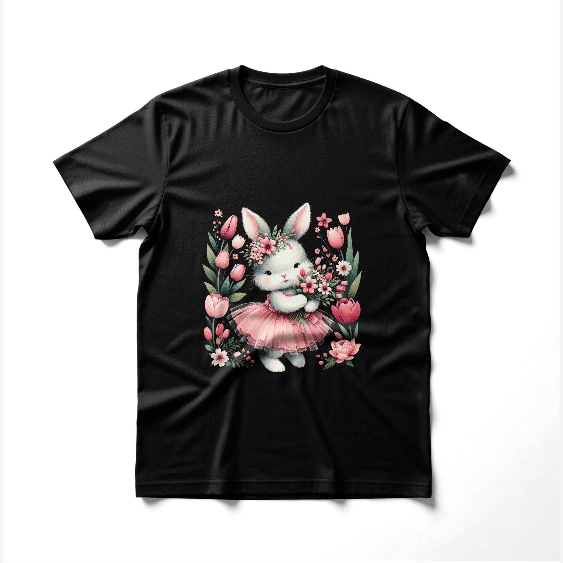 Bunny with Tulips in a Tutu Halftone T-Shirt Design - halftone PNG for T-shirts – Sue Opperman Halftones