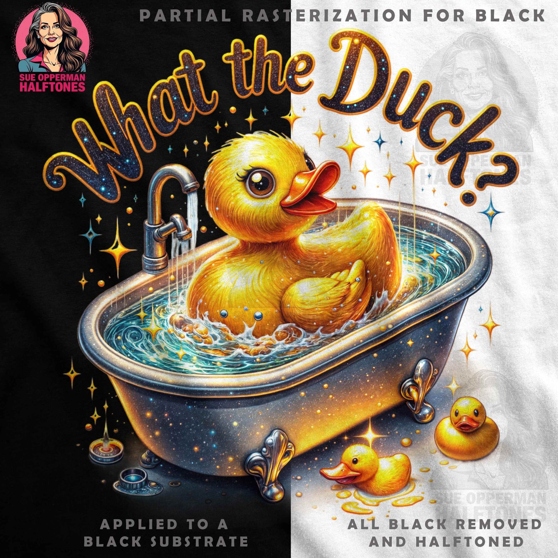 Rubber Duck In Tub Halftone T-Shirt Design Digital - halftone PNG for T-shirts – Sue Opperman Halftones
