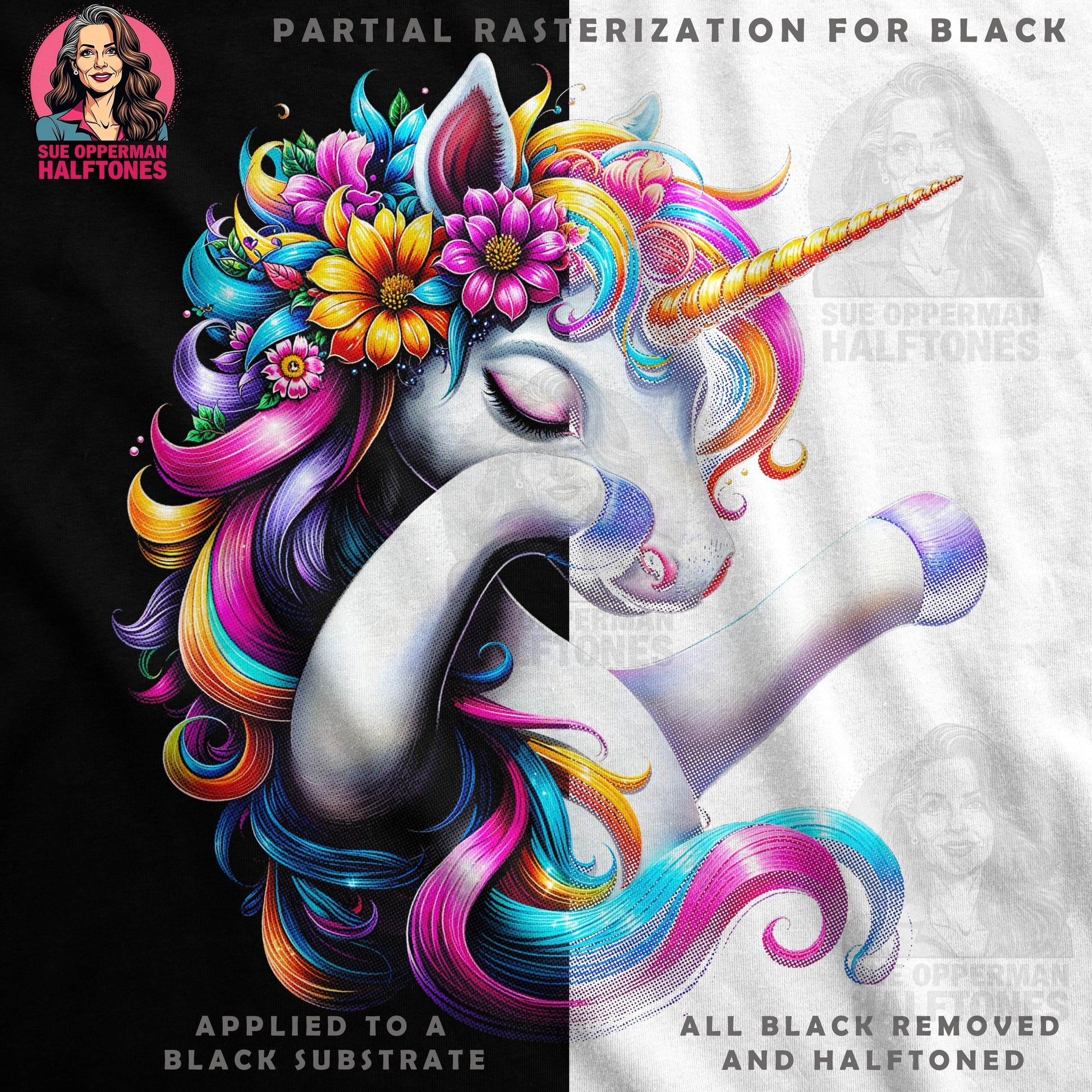 Fantasy Unicorn Halftone T-Shirt Design - halftone PNG for T-shirts – Sue Opperman Halftones