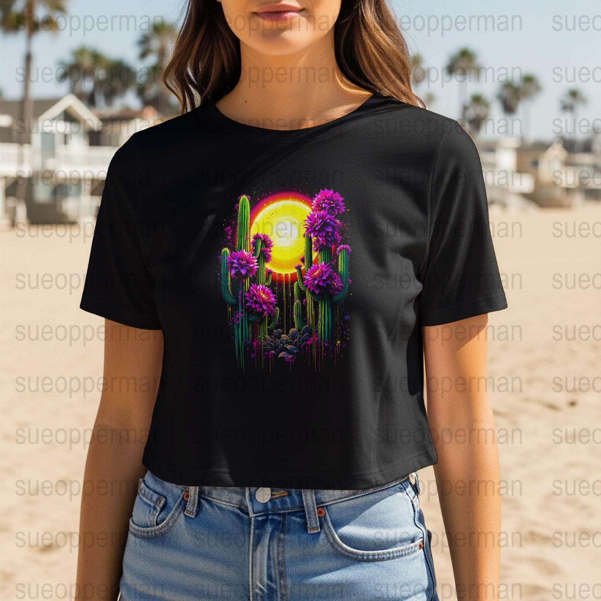 Cactus with Flowers Halftone T-Shirt Design Digital - halftone PNG for T-shirts – Sue Opperman Halftones