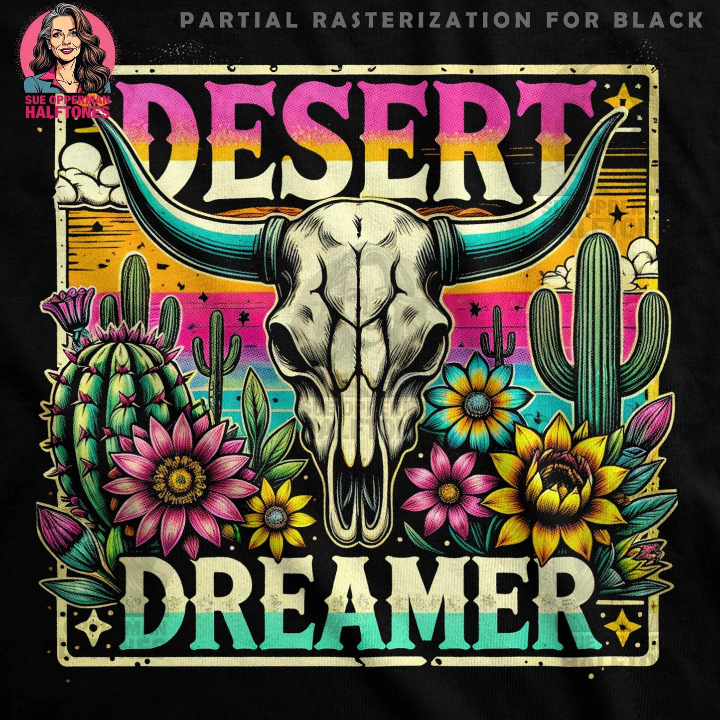 Desert Dreamer Halftone Digital Halftone T-Shirt Design - halftone PNG for T-shirts – Sue Opperman Halftones
