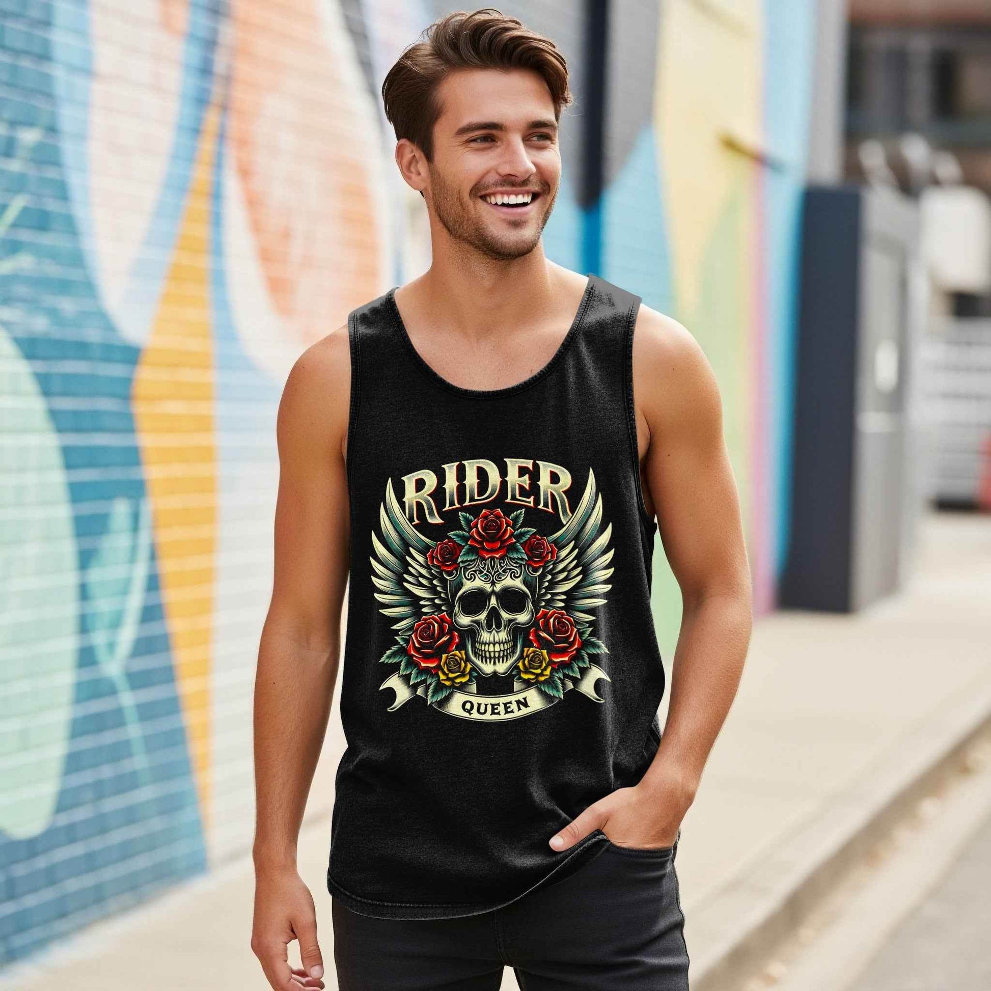 Gothic Rider Queen Skull Rose Halftone T-Shirt Design - halftone PNG for T-shirts – Sue Opperman Halftones