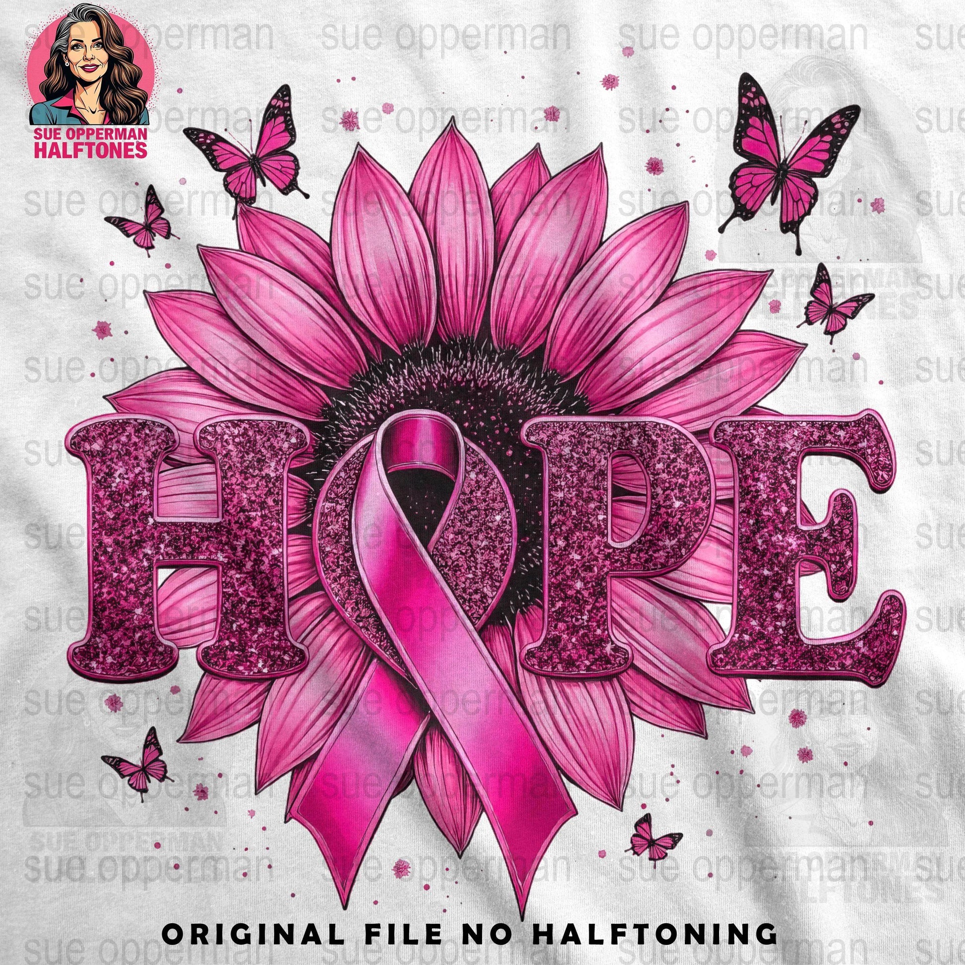 Breast Cancer Awareness Hope Universal Print Bundle Digital - halftone PNG for T-shirts – Sue Opperman Halftones