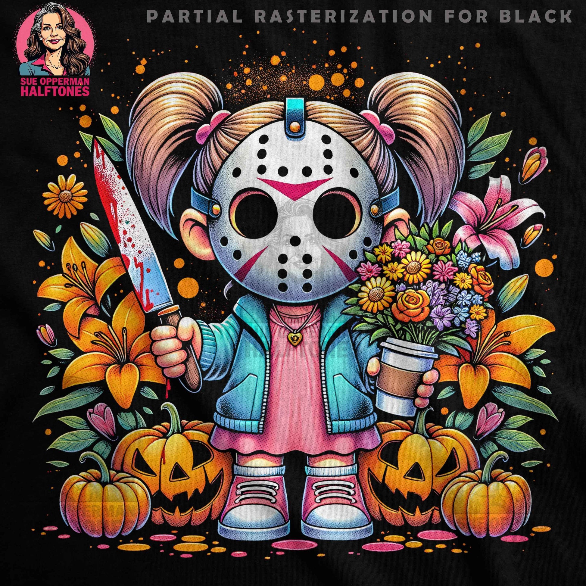 Jason Voorhees Cute Halftone T-Shirt Design Digital - halftone PNG for T-shirts – Sue Opperman Halftones