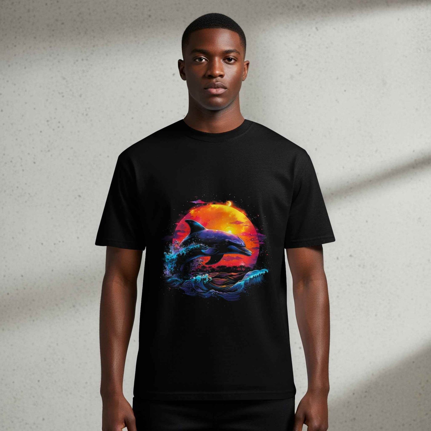 Dolphin Ocean Sunset Digital halftone T-shirt Design - halftone PNG for T-shirts – Sue Opperman Halftones