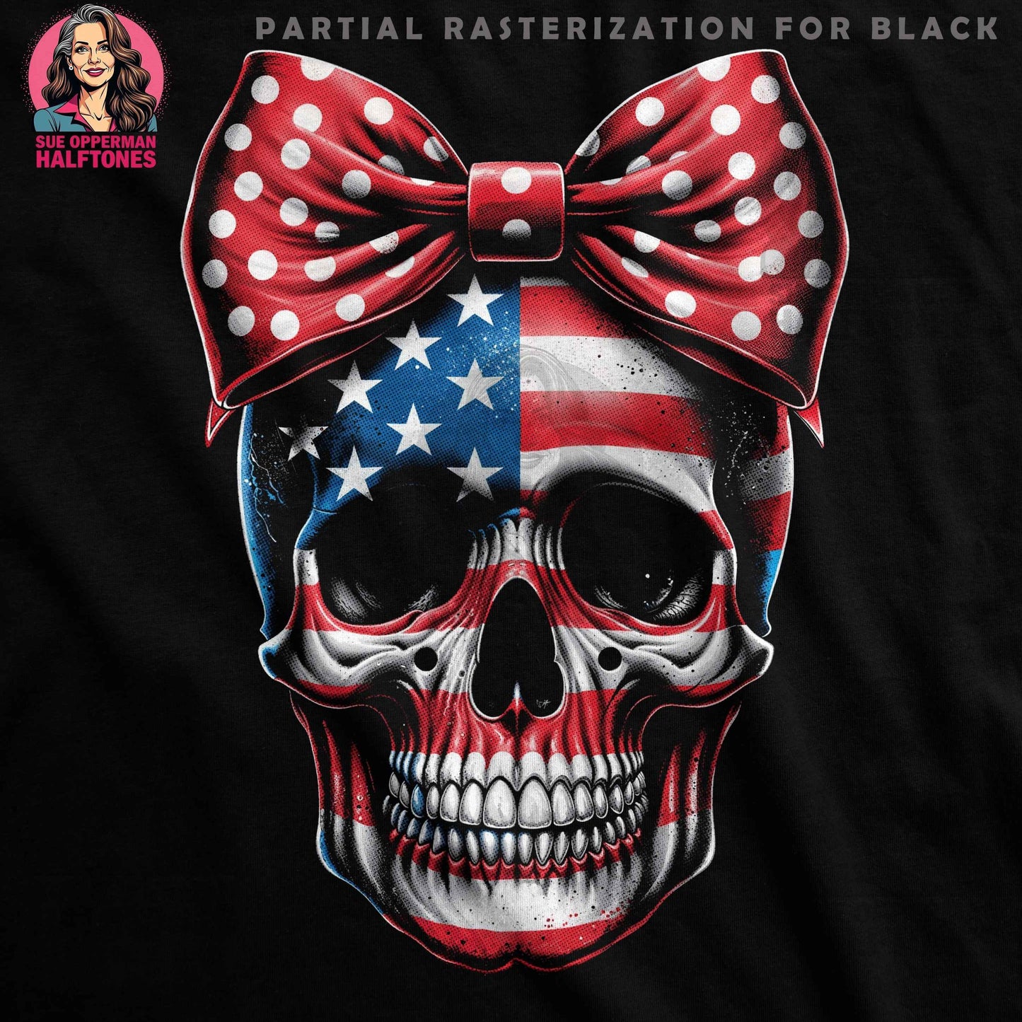 Patriotic Skull USA Flag Halftone T-Shirt Design - halftone PNG for T-shirts – Sue Opperman Halftones