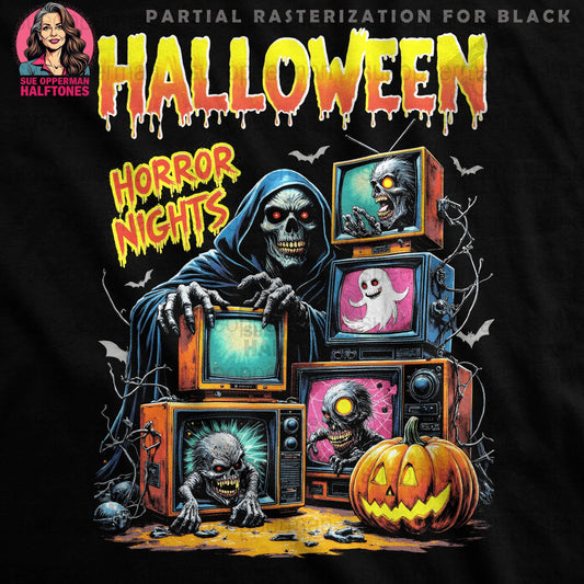 Halloween Horror Nights Halftone T-Shirt Design Digital - halftone PNG for T-shirts – Sue Opperman Halftones