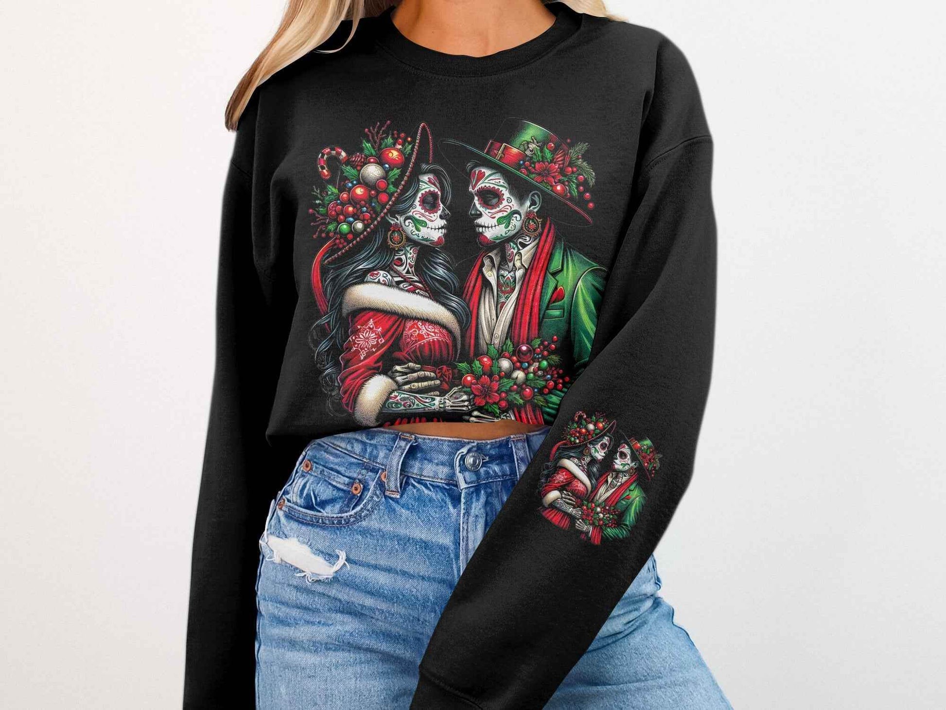 Day of the Dead Christmas Halftone T-Shirt Design - halftone PNG for T-shirts – Sue Opperman Halftones