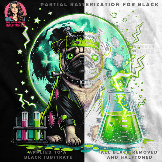 Halloween Frankenstein Pug Dog Monster Halftoned T-Shirt Design - halftone PNG for T-shirts – Sue Opperman Halftones