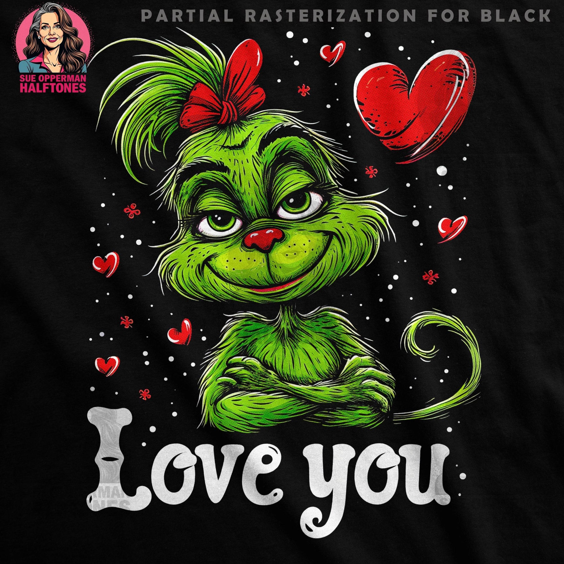 Grinch Love You Heart Halftone T-Shirt Design - halftone PNG for T-shirts – Sue Opperman Halftones