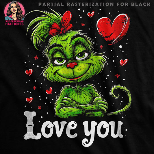 Grinch Love You Heart Halftone T-Shirt Design - halftone PNG for T-shirts – Sue Opperman Halftones