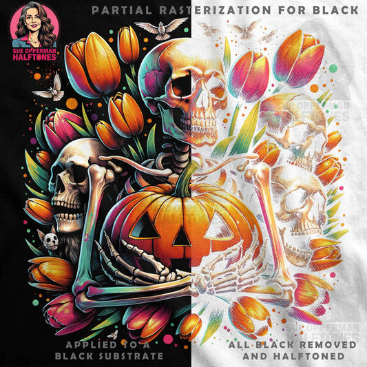 Skull Pumpkin Halloween Halftone T-Shirt Design Digital - halftone PNG for T-shirts – Sue Opperman Halftones