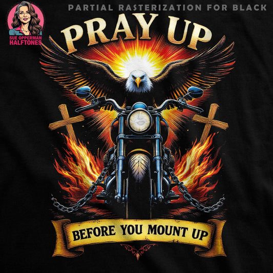 Pray Up Motorcycle Halftone T-Shirt Design - halftone PNG for T-shirts – Sue Opperman Halftones