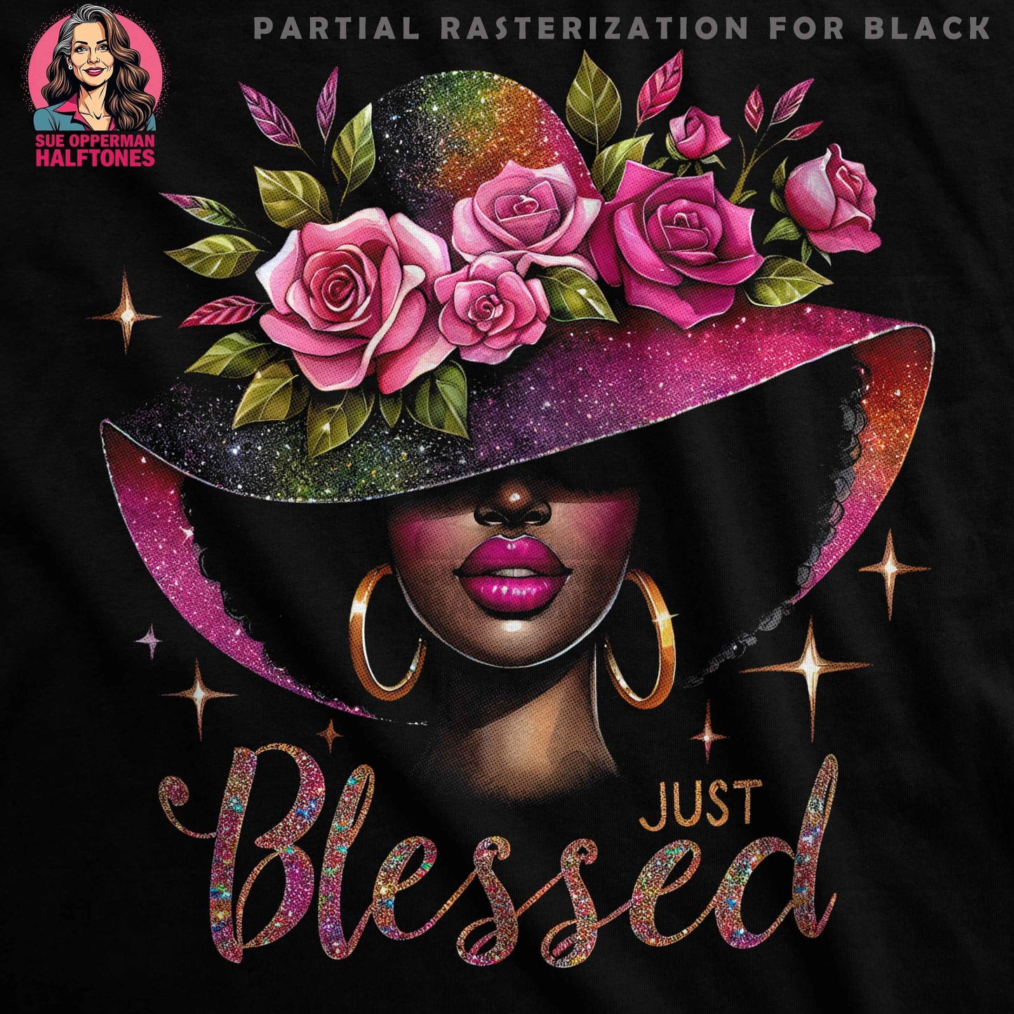 Blessed Woman Floral Halftone T-Shirt Design - halftone PNG for T-shirts – Sue Opperman Halftones