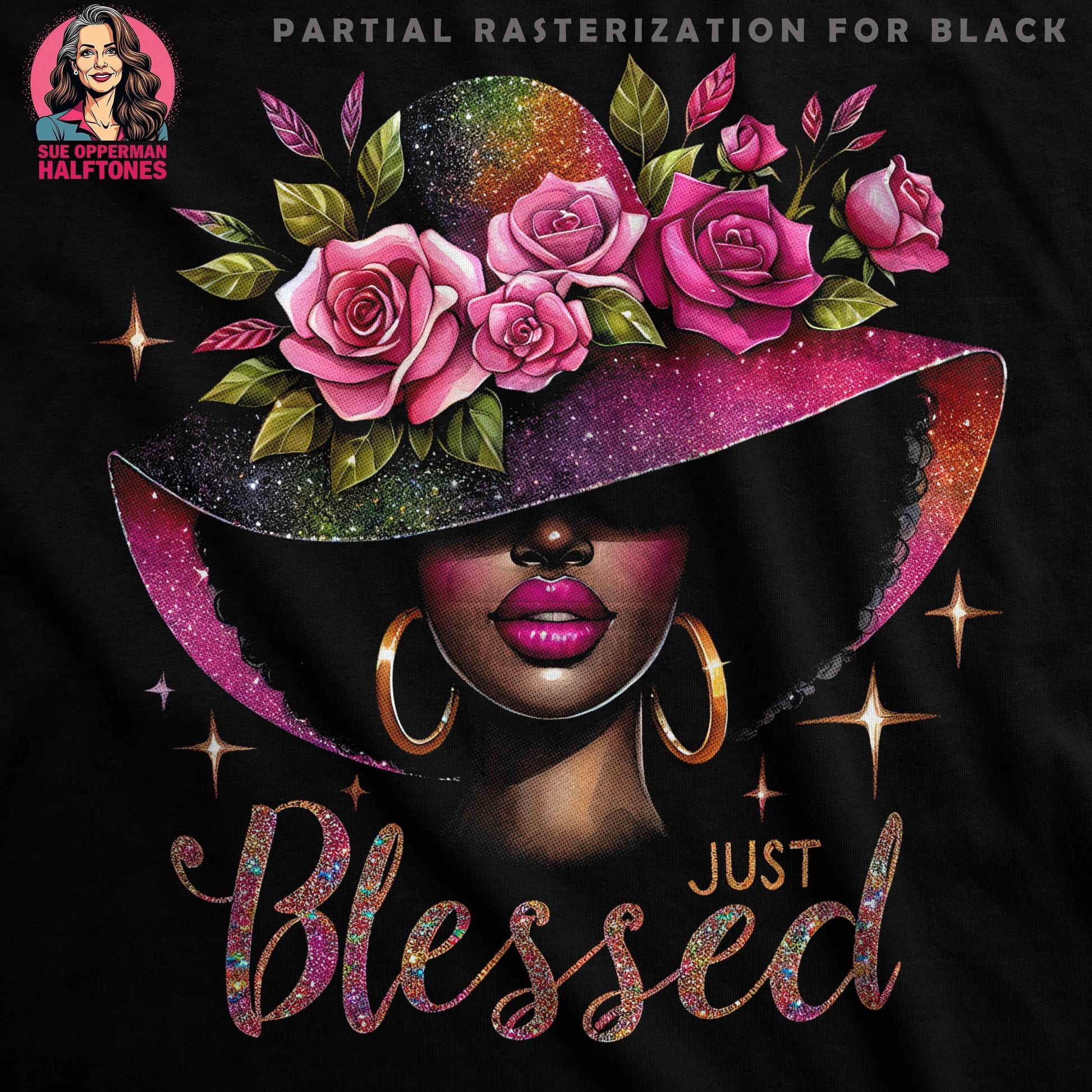 Blessed Woman Floral Halftone T-Shirt Design - halftone PNG for T-shirts – Sue Opperman Halftones