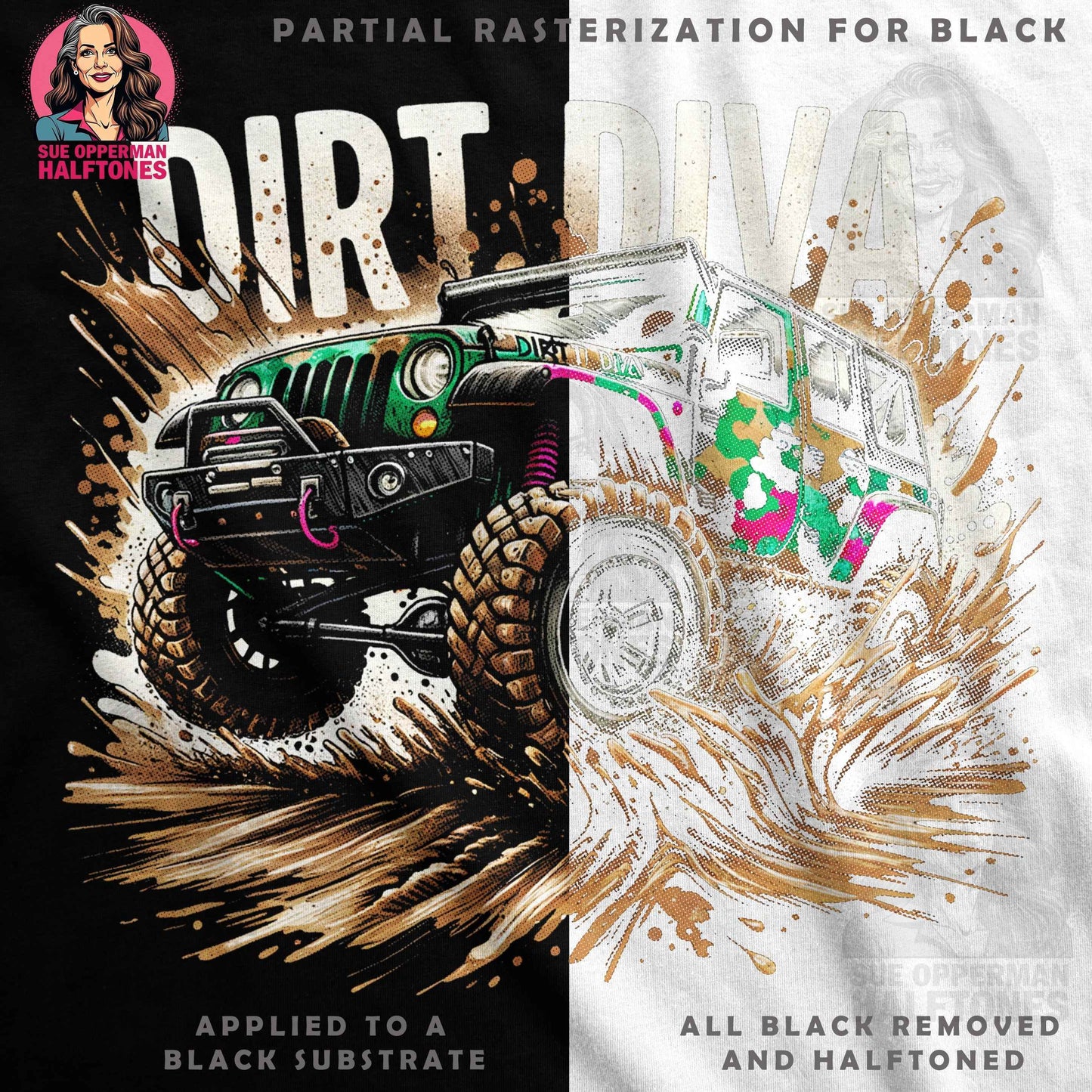 Bike Dirt Diva Halftone T-Shirt Design - halftone PNG for T-shirts – Sue Opperman Halftones
