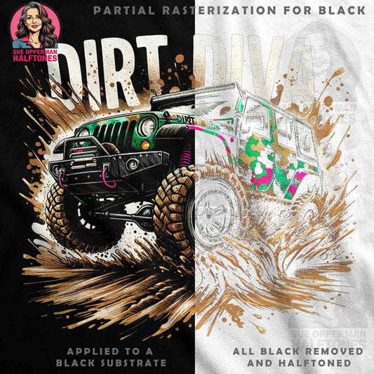 Bike Dirt Diva Halftone T-Shirt Design - halftone PNG for T-shirts – Sue Opperman Halftones