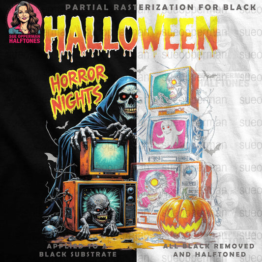 Halloween Horror Nights Halftone T-Shirt Design Digital - halftone PNG for T-shirts – Sue Opperman Halftones