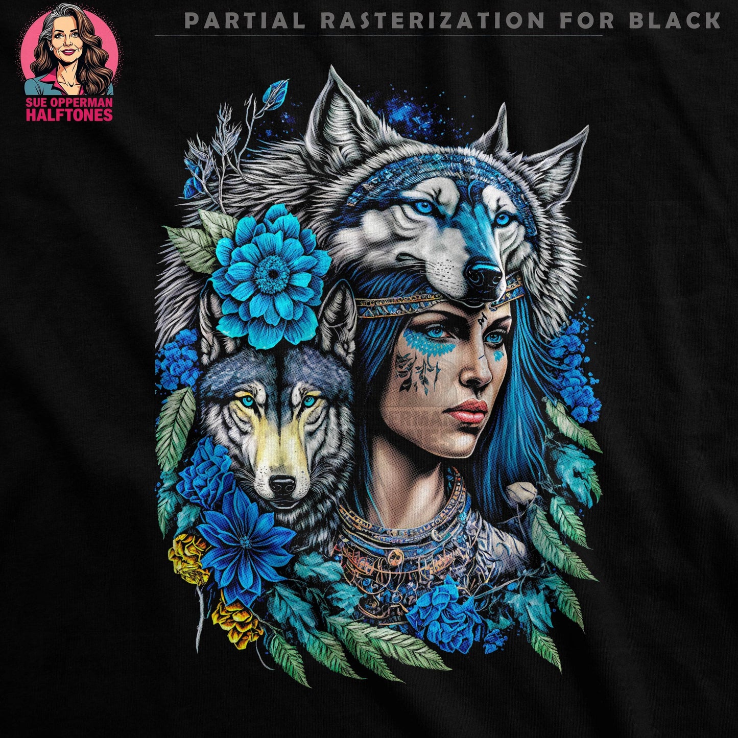 Fantasy Wolf Halftone T-Shirt Design - halftone PNG for T-shirts – Sue Opperman Halftones