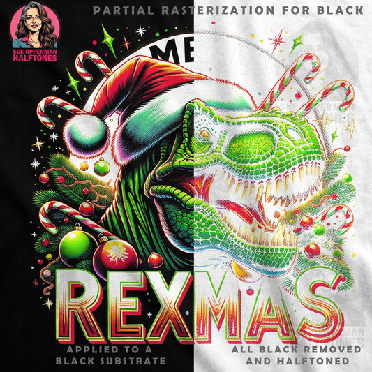 Christmas Dinosaur Rexmas Digital Halftone T-Shirt Design - halftone PNG for T-shirts – Sue Opperman Halftones