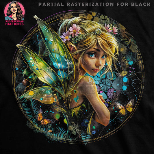 Fantasy Fairy Portrait Digital Halftoned T-Shirt Design - halftone PNG for T-shirts – Sue Opperman Halftones