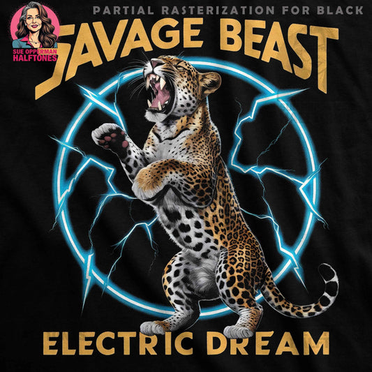 Savage Beast With Electric Dream Halftoned T-Shirt Design - halftone PNG for T-shirts – Sue Opperman Halftones