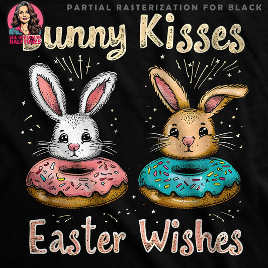 Easter Bunny Kisses And Wishes Halftoned T-Shirt Design - halftone PNG for T-shirts – Sue Opperman Halftones
