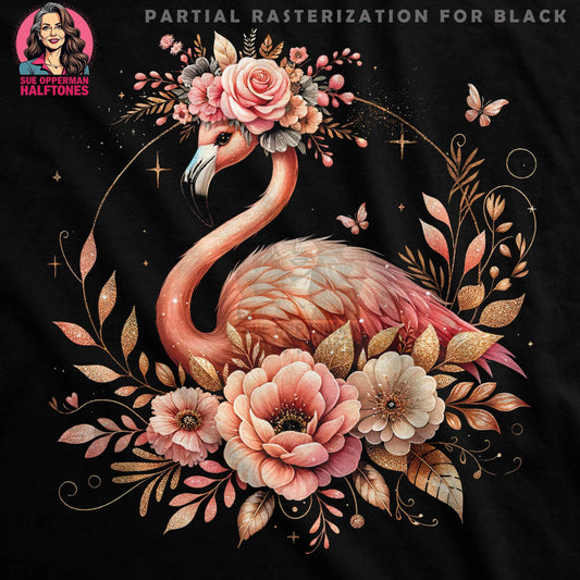 Floral Flamingo Graphic Halftone T-Shirt Design - halftone PNG for T-shirts – Sue Opperman Halftones
