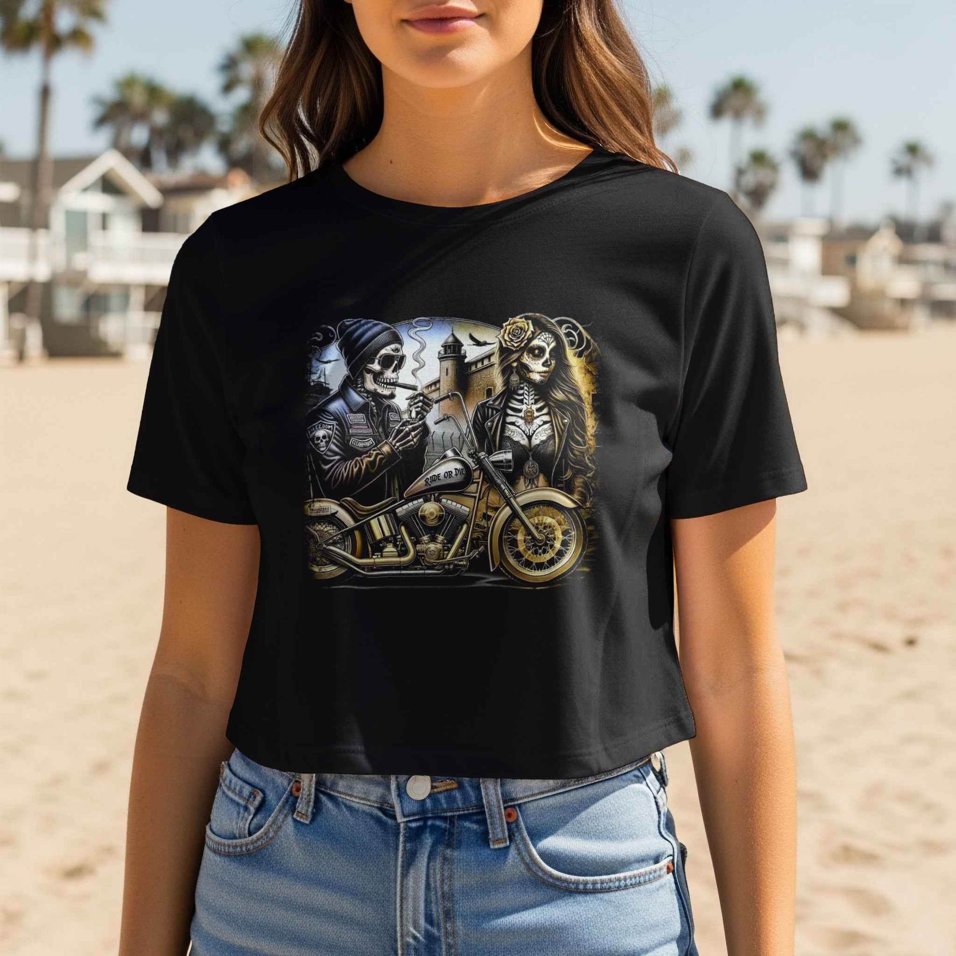 Bike with Skeletons Halftone T-Shirt Design - halftone PNG for T-shirts – Sue Opperman Halftones