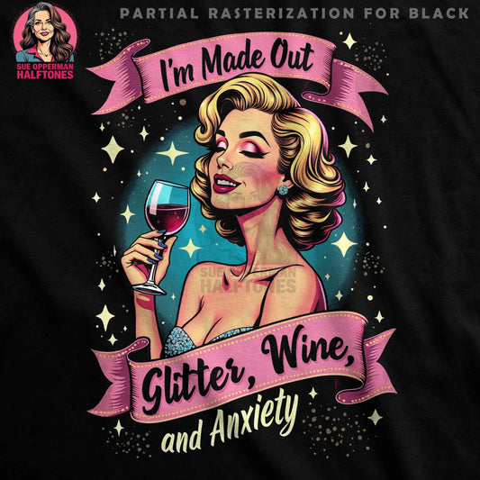 Glamour Glitter Wine Halftone T-Shirt Design - halftone PNG for T-shirts – Sue Opperman Halftones